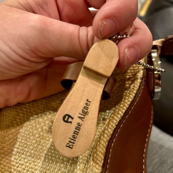 Etienne Aigner leather and straw purse - Picture 2 of 6